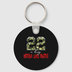 Veteran Lives Suicide Awareness Veteran 22 A Day  Key Ring