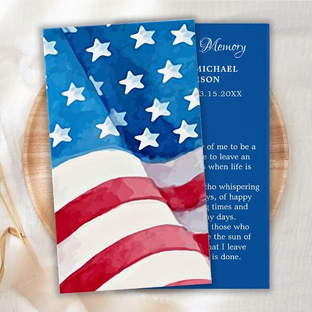 Veteran Memorial Funeral Prayer Card USA Flag    (Creator Uploaded)