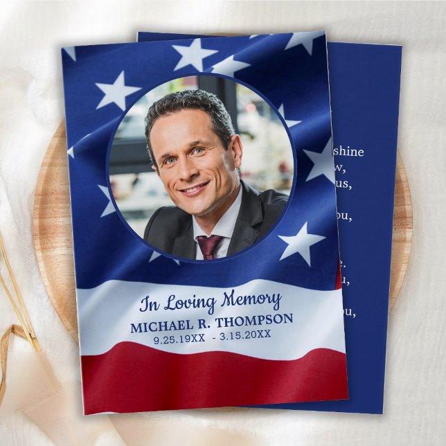 Veteran Memorial Prayer Card Photo Patriotic Flag (Creator Uploaded)