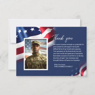 Veteran Memorial Thank You Card with Photo