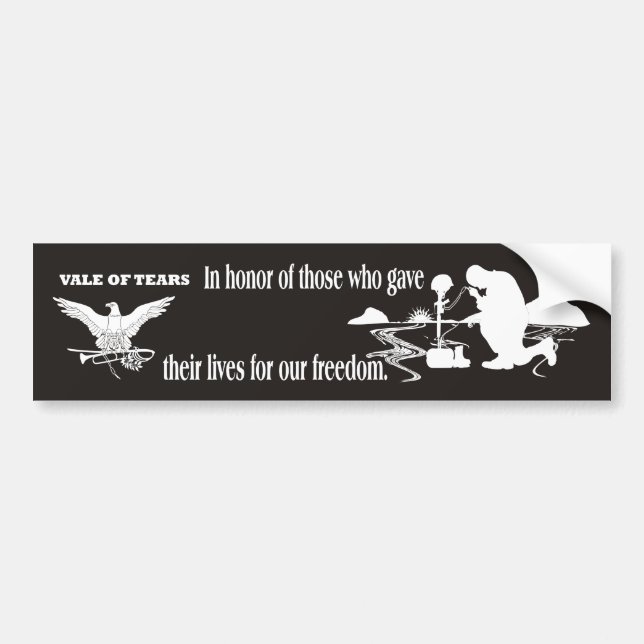 Veteran Memorial Vale of Tears Remembrance Bumper Sticker (Front)