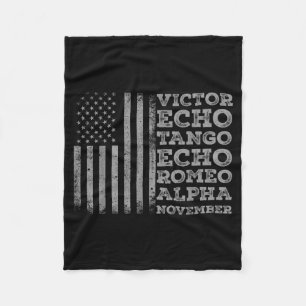 Veteran Military Alphabet Aamerican Flag Fleece Blanket