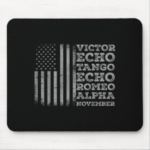 Veteran Military Alphabet Aamerican Flag Mouse Pad