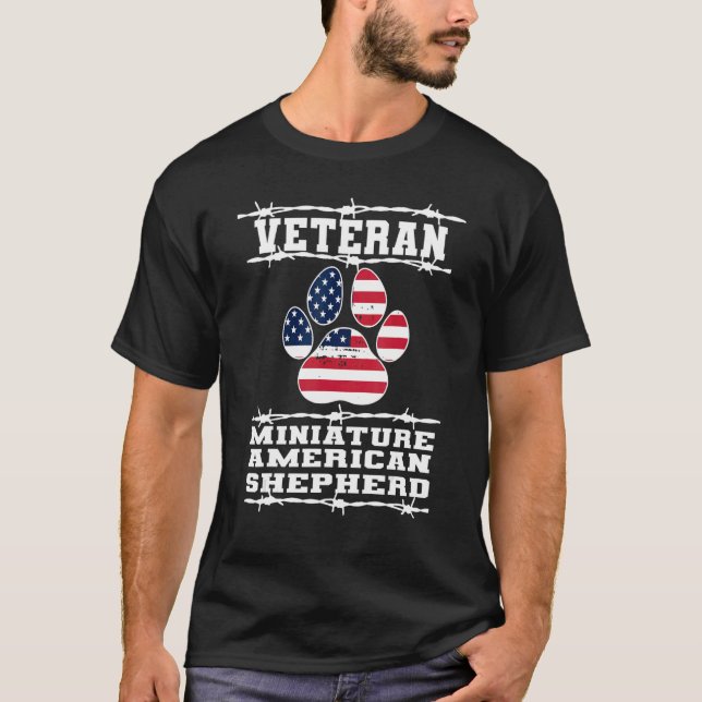 Veteran Miniature American Shepherd Retired Dog T-Shirt (Front)