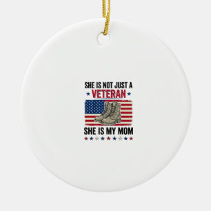 Veteran Mum Patriotic Military Boots Shirt Design_ Ceramic Ornament