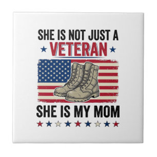 Veteran Mum Patriotic Military Boots Shirt Design_ Ceramic Tile
