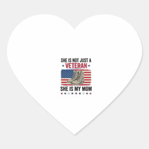 Veteran Mum Patriotic Military Boots Shirt Design_ Heart Sticker