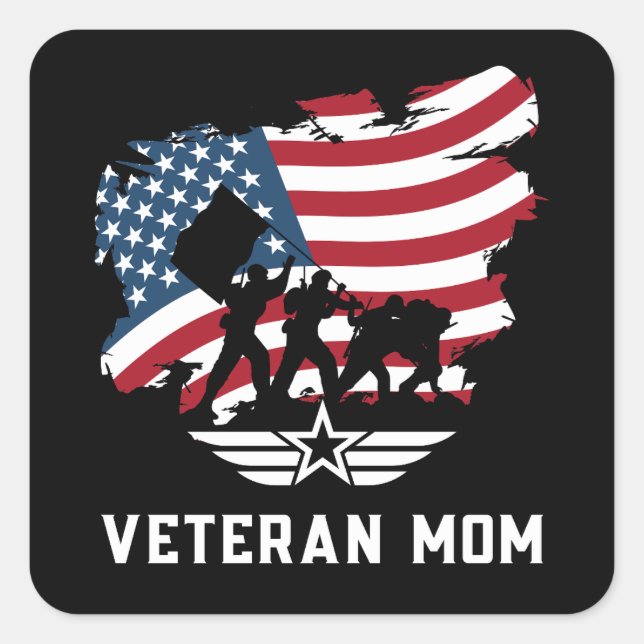Veteran Mum Square Sticker (Front)