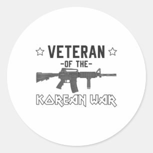 Veteran Of The Korean War Patriotic Rifle Gun Classic Round Sticker