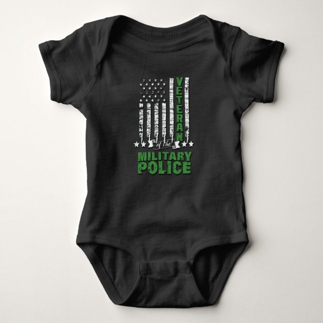 Veteran Of The Military Police -US Flag Baby Bodysuit (Front)