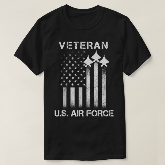 Veteran of the US Air Force Patriotic USA Flag Tee (Design Front)