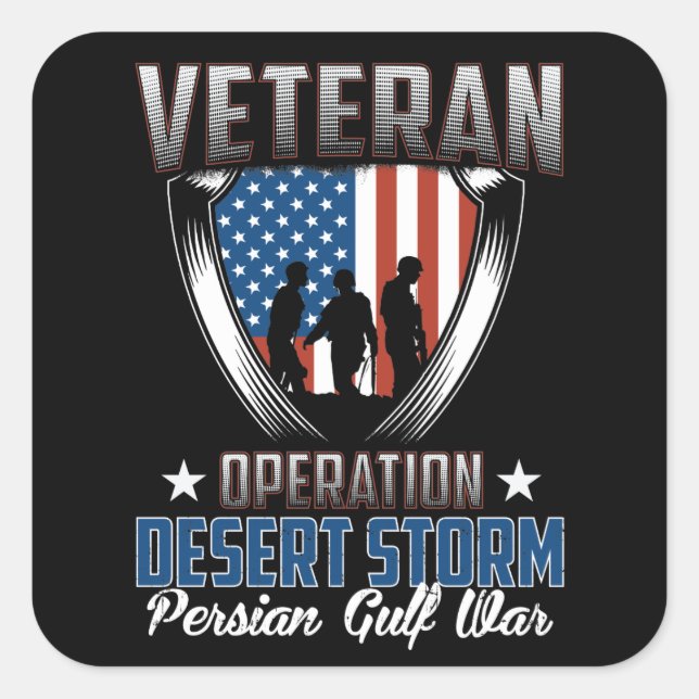 Veteran Operation Desert Storm Persian Gulf War Square Sticker (Front)