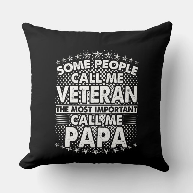 Veteran Papa | Patriotic Military Tribute Cushion (Front)