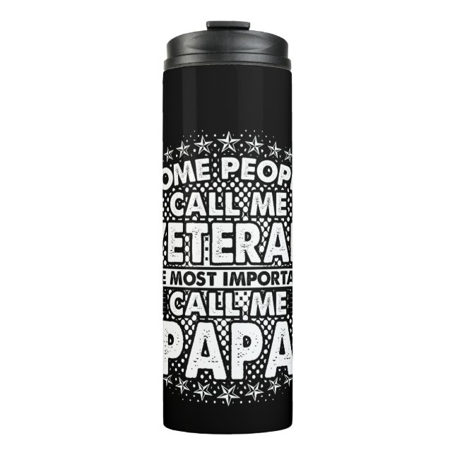 Veteran Papa | Patriotic Military Tribute Thermal Tumbler (Front)
