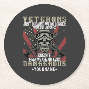 Veteran Patriotic USA Funny Humour Round Paper Coaster