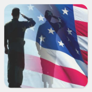 Veteran Saluting the Flag Patriotic Square Sticker