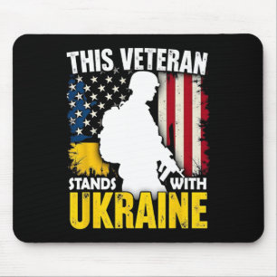 Veteran Stands With Ukraine - Patriotic American F Mouse Pad