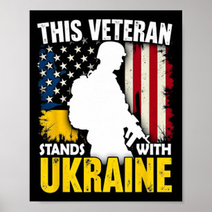 Veteran Stands With Ukraine - Patriotic American F Poster