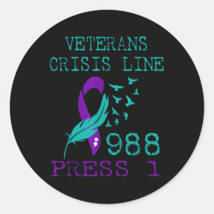 Veteran Suicide Awareness Prevention Hotline 988  Classic Round Sticker