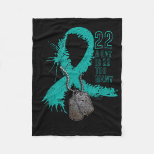 Veteran Suicide Awareness Ribbon 22 A Day Is 22 To Fleece Blanket