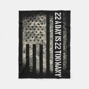 Veteran Suicide Awareness Usa Flag 22 A Day Is 22 Fleece Blanket