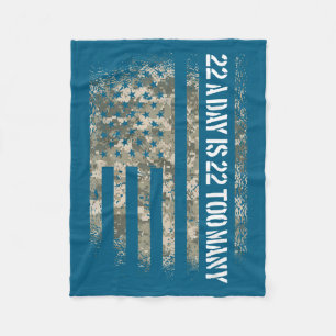 Veteran Suicide Awareness Usa Flag 22 A Day Is 22 Fleece Blanket