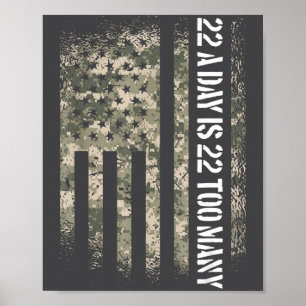 Veteran Suicide Awareness Usa Flag 22 A Day Is 22 Poster