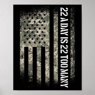 Veteran Suicide Awareness Usa Flag 22 A Day Is 22 Poster