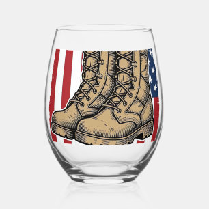 Veteran Thank My Brothers Vintage Military Shirt_1 Stemless Wine Glass
