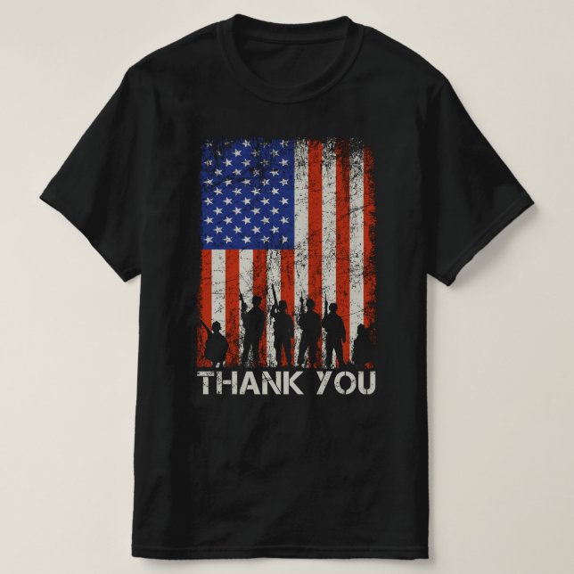 veteran thank you usa flag veterans day T-Shirt (Design Front)