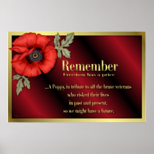 Veteran Tribute with red poppy Poster
