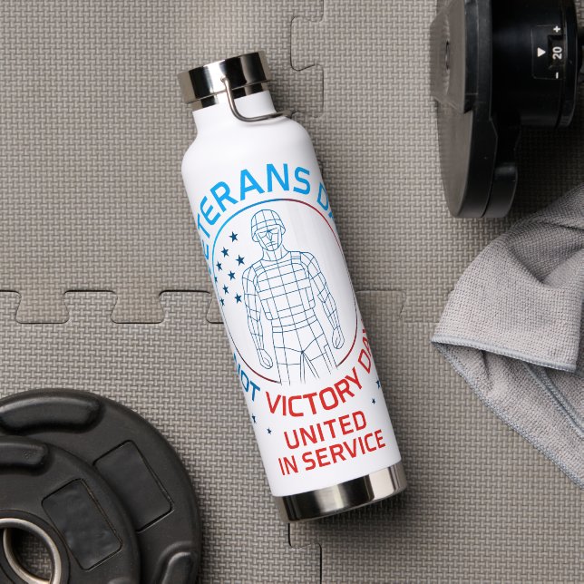 Veteran Unity Service Pride Badge Design Gift Water Bottle (Gym (Rotated))