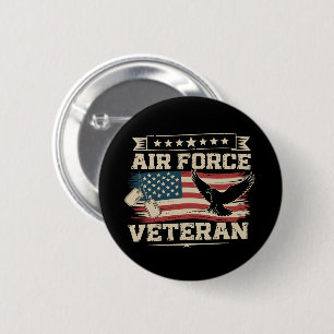 Veteran US Air Force American America Flag  6 Cm Round Badge