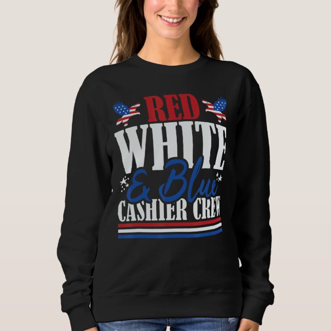 Veteran US Flag Red White & Blue Cashier Crew Sweatshirt (Front)