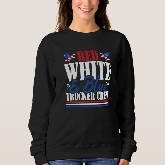 Veteran US Flag Red White & Blue Trucker Crew   Sweatshirt (Front)