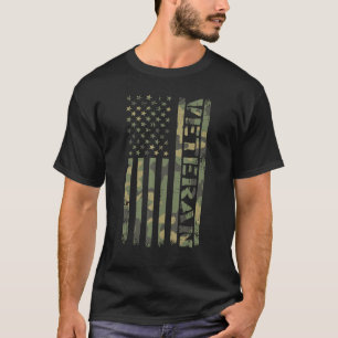 Veteran USA Camo Flag Vintage Camouflage American T-Shirt