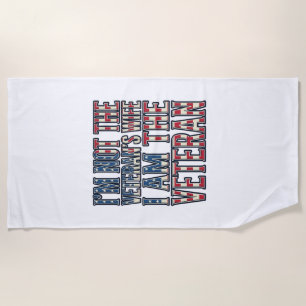 Veteran Wife Quote Patriotic Vintage Vector Design Beach Towel