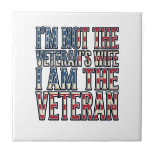 Veteran Wife Quote Patriotic Vintage Vector Design Ceramic Tile