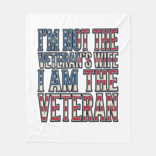 Veteran Wife Quote Patriotic Vintage Vector Design Fleece Blanket