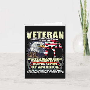 Veteran Wrote Blank Check Military Veteran Family  Card
