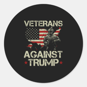 Veterans Against Donald Trump American Flag Gift Classic Round Sticker