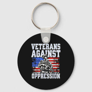 Veterans against oppression patriotic army soldier key ring
