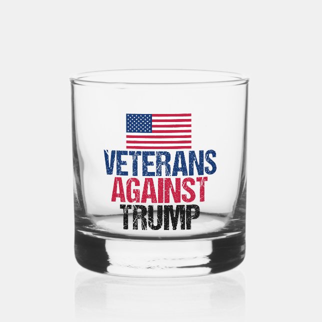 Veterans Against Trump American Flag Whiskey Glass (Front)