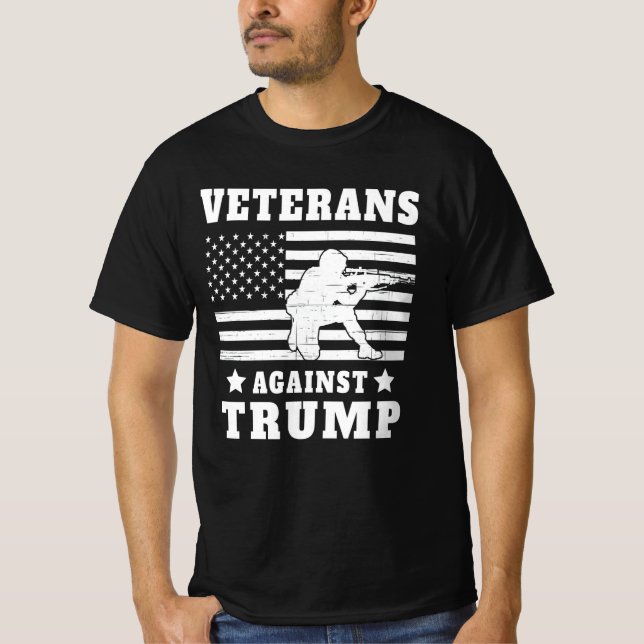 Veterans against Trump Soldier usa flag T-Shirt (Front)