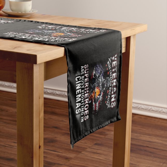 Veterans Because Superheroes Busy in Cinemas Short Table Runner (In Situ)