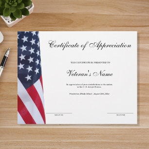 Veteran's Certificate of Appreciation 