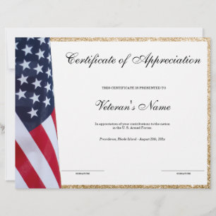 Veteran's Certificate of Appreciation 