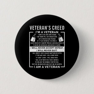 Veteran's Creed Patriot War Usa Oath Grandpa 6 Cm Round Badge