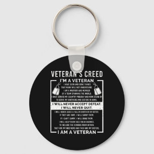 Veteran's Creed Patriot War Usa Oath Grandpa  Key Ring