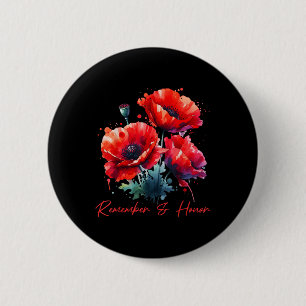 Veterans Day 2024 Usa Memorial Day Red Poppy 6 Cm Round Badge